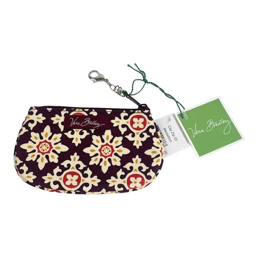 NEW Vera Bradley Clip Zip ID Case Medallion COIN PURSE Mini Card Wallet 5.5” NWT - Picture 8 of 8